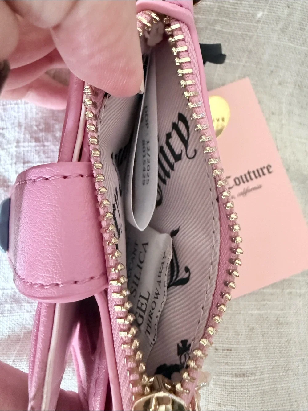 Juicy Couture Pink Velour Cherry Card Holder Wallet NWT